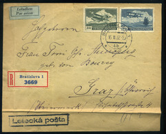 89980 CSEHSZLOVÁKIA 1932. Ajánlott Légi Levél Graz-ba Küldve  /  CZECHOSLOVAKIA 1932 Reg. Airmail Letter To Graz - Brieven En Documenten