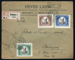 89957 BUDAPEST 1925. Jókai Sor, Helyi Ajánlott Levélen  /  1925 Jókai Line Local Reg. Letter - Used Stamps