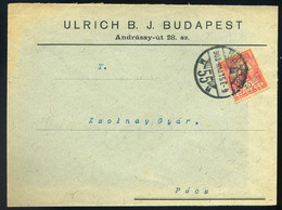 90031 BUDAPEST 1903.Levél Céglyukasztásos Bélyeggel Pécsre Küldve - Used Stamps