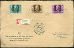 90039 BUDAPEST 1942. Ajánlott Levél Horthy 1+2+5(!)P Bélyegekkel Svájcba Küldve - Used Stamps