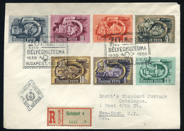 90050 BUDAPEST 1950. Ötéves Terv Ajánlott FDC Az USA-ba - Covers & Documents