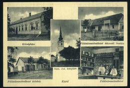 90106 KURD 1935. Cca. Községháza, Földmívesszövetkezet és Központi Irodája és üzletháza, Belső, Régi Képeslap - Hungary