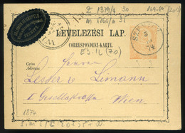 89986 SZENIC 1874. Díjjegyes Levlap, Céges Levélzáróval Bécsbe Küldve, Salomon Reichsfeld - Used Stamps