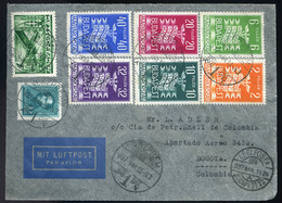 90009 VESZPRÉM 1937. Légi Levél Dekoratív,nyolcbélyeges Bérmentesítéssel Kolumbiába Küldve.Szép Darab! - Used Stamps