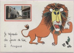CPSM - ILLUSTRATION DE PREISSAC - Thème ANIMAL Lion - Vue De FOUGERE - Edition F.L. - Preissac