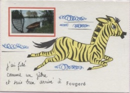 CPSM - ILLUSTRATION DE PREISSAC - Thème ANIMAL Zebre - Vue De FOUGERE - Edition F.L. - Preissac