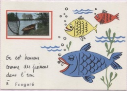 CPSM - ILLUSTRATION DE PREISSAC - Thème ANIMAL Poissons - Vue De FOUGERE - Edition F.L. - Preissac