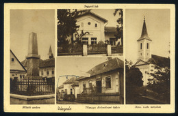 90211 VÁRGEDE / Hodejov 1940. Hősök Szobra, Jegyzői Lak, Hangya Szövetkezet üzlete Régi Képeslap / Monument, Notary's Ho - Hongarije