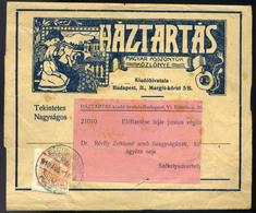 90391 SZÉKELYUDVARHELY 1913. Háztartás, Dekoratív Reklám Címszalag Hírlap Bélyeggel - Used Stamps