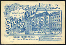 90390 BUDAPEST 1910. Cca. Stern Fülöp Férfi Ruha áruháza , Régi Reklám Kártya - Unclassified