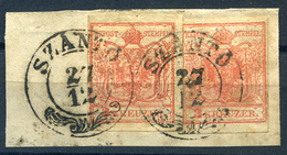 90357 SZÁNTÓ  1850. 3kr Pár - Used Stamps