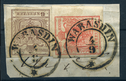 90337 WARASDIN 1850. 3kr+ 6kr Szép Bélyegzés - Used Stamps