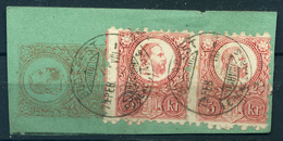 90342 BUDAPEST 1874. 5kr Pár Díjjegyes Kivágáson - Used Stamps