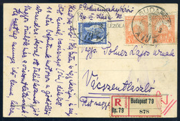 90473 BUDAPEST 1928. Ajánlott Képeslap Szent István 32f+Pf2*2f-rel Vácszentlászlóra Küldve - Used Stamps