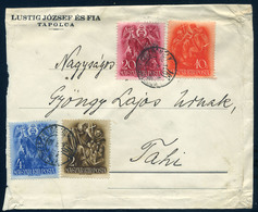 90523 TAPOLCA 1938. Céges Levél, Négyszínű Szent István Bérmentesítéssel,mozgóposta Bélyegzéssel Tahiba Küldve , Lustig  - Used Stamps