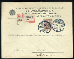 90606 BUDAPEST 1918. Szilvaközpont, Hely, Céges Ajánlott Levél  /  BUDAPEST 1918 Plum Center Local Corp. Reg. Letter - Used Stamps