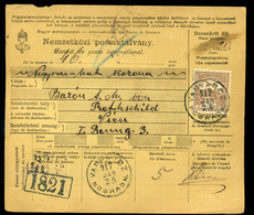 90613a VANYARC 1917. Nemzetközi Posta Utalvány Bécsbe Küldve Rothschild Bárónőnek  /  VANYARC 1917 International Postal  - Gebruikt