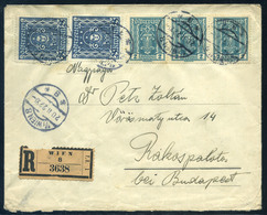 AUSTRIA 1922 Reg. Infla. Letter To Rákospalota - Covers & Documents