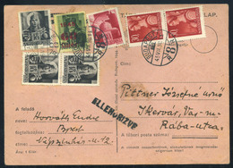 69164 BUDAPEST 1945.07. Cenzúrázott, Vegyes Bérmentesítésű, Inflációs Levelezőlap Ikervárra Küldve   /  BUDAPEST 1945.07 - Used Stamps