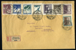 HUNGARY 1925 Tennis. Sport Set Local Recommended Letter With  Rare, Davis Cup  Cancellation ! R! - Lettres & Documents