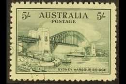 1932 5s Blue-green "Sydney Harbour Bridge", SG 143, Cancelled To Order Used (see Footnote In Gibbons Catalogue). For Mor - Altri & Non Classificati