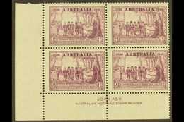 1937 9d Purple NSW, SG 195, Fine Mint Lower Left Corner 'JOHN ASH' IMPRINT BLOCK Of 4 With Roller Shift To Right Frame,  - Other & Unclassified