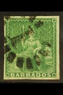 1855-58 (½d) Green, SG 8, Fine Used With 4 Margins. For More Images, Please Visit Http://www.sandafayre.com/itemdetails. - Barbados (...-1966)
