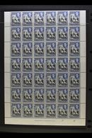 1941 COMPLETE SHEET 3d Black & Deep Blue, SG 114a, Plate 2 Complete Sheet With Selvedge To All Sides, 6 X10, Never Hinge - Bermuda