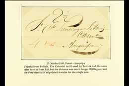 1830 ENTIRE LETTER TO PERU 1830 (27 Oct) EL From Potosi To Arequipa Showing A Colonial Longer Distance Postage Rate Of 4 - Bolivia