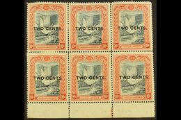 1899 POSITIONAL VARIETIES BLOCK 1899 2c On 10c Kaiteur Falls With NO STOP AFTER "CENTS" Variety, SG 223a, Plus "GENTS" F - Guyana Britannica (...-1966)
