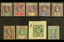1904 KEVII Defins, Wmk Mult Crown CA Set, SG 54/62, Very Fine Used, 2s6d Used On Piece (9). For More Images, Please Visi - British Virgin Islands