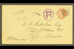 1895 Registered Cover To Ottawa Franked 1870 12c Chestnut Tied By Barred Circular Cancel With Violet "R" In Oval And St  - Altri & Non Classificati