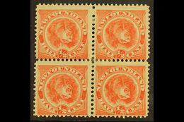 1896 ½c Orange Vermilion, Newfoundland Dog, SG 62, Fine Mint Block Of 4. For More Images, Please Visit Http://www.sandaf - Other & Unclassified