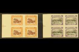 1920 Pictorial Definitive 6d And 1s (as SG 74/75) - IMPERF PLATE PROOF BLOCKS OF FOUR Printed In The Issued Colours On U - Cook Islands