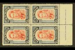 1938 £1 Scarlet And Indigo, SG 163, Superb Never Hinged Mint Lower Marginal Imprint Block Of Four. For More Images, Plea - Other & Unclassified