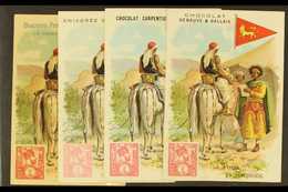 1908 'La Poste En Abyssine' Colourful Stamp Design ADVERTISING CARDS With Different Adverts, Scarce. (4 Cards) For More  - Etiopia