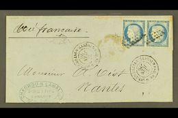 GUADELOUPE 1876 50c Double Rate Cover  (missing Flap) To France Franked 25c Ceres (2) Tied By Dumb Lozenge Cancel With 2 - Altri & Non Classificati
