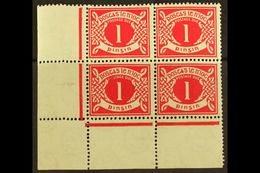 1925 POSTAGE DUE 1d Carmine, Lower Left Corner Block Of Four, Position 10/1 Blotted "POS" (Hib. Pd2c), Lightly Hinged In - Other & Unclassified