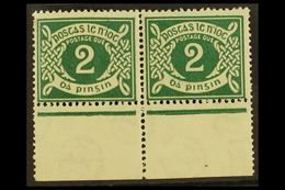 1925 POSTAGE DUE 2d Deep Green, Watermark Inverted, SG D3w, Very Fine Mint Lower Marginal Horizontal Pair. For More Imag - Other & Unclassified