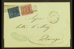 MODENA 1853 Cover To Piacenza Franked Modena 10c On Rose With Stop And 40c On Deep Blue With Stop (Sass 9 & 10) Tied By  - Unclassified