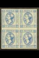 1863 15c Blue VE II, Sass 12, Superb Mint Block Of 4, (2 Og, 2nhm), Signed Diena And Bolaffi With Diena Cert. Rare And A - Non Classificati