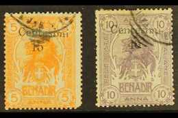 SOMALILAND 1905 15c On 5a Orange- Yellow & 40c On 10c Lilac, SG 8/9 (Sassone 8/9, Cat €2200), Used With Perf Faults. Ver - Altri & Non Classificati