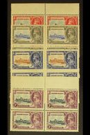 1935 Silver Jubilee Complete Set, SG 88/91, As Mint BLOCKS OF FOUR All Values With Gum Toning And Some With Marks, But N - Leeward  Islands