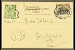 1904 GERMAN SEEPOST (August) Picture Postcard Of Broadstreet, Monrovia, Addressed To Germany And Bearing 1c And 2c Tied  - Liberia