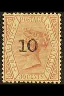 1880 "10" On 30c Claret, Ovptd SG Type "b", SG 23, Very Fine Mint Og. Lovely Stamp. For More Images, Please Visit Http:/ - Straits Settlements