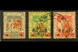 KELANTAN 1942 (Jun) $1, $2 & $5 Top Value Surcharges With Sunagawa Seals, SG J28/J30, Very Fine Used (3 Stamps) For More - Other & Unclassified