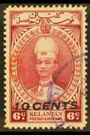 KELANTAN 1942 (Jun) 10c On 6c Lake With Sunagawa Seal, SG J22, Very Fine Used. For More Images, Please Visit Http://www. - Other & Unclassified