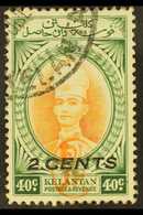 KELANTAN 1942 (Jun) 2c On 40c Orange And Blue- Green With Sunagawa Seal, SG J17, Very Fine Used. For More Images, Please - Other & Unclassified