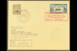 1935 Registered Cover From Asunción To Berlin Franked 3p Tied Servicio Transoceanigo Cds And 45p Zeppelin Stamp Ovptd "1 - Paraguay