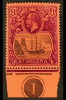 1922 £1 Grey And Purple/red, SG 396, Superb Never Hinged Mint Marginal Plate Number Example. A Gem! For More Images, Ple - Isola Di Sant'Elena